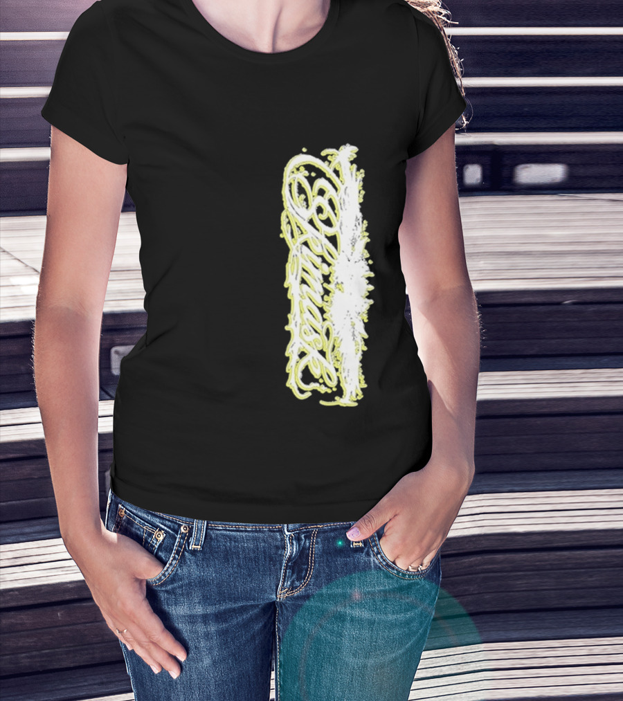 Ski Mask Script Neon Yellow Graffiti Style Vertical T-Shirt