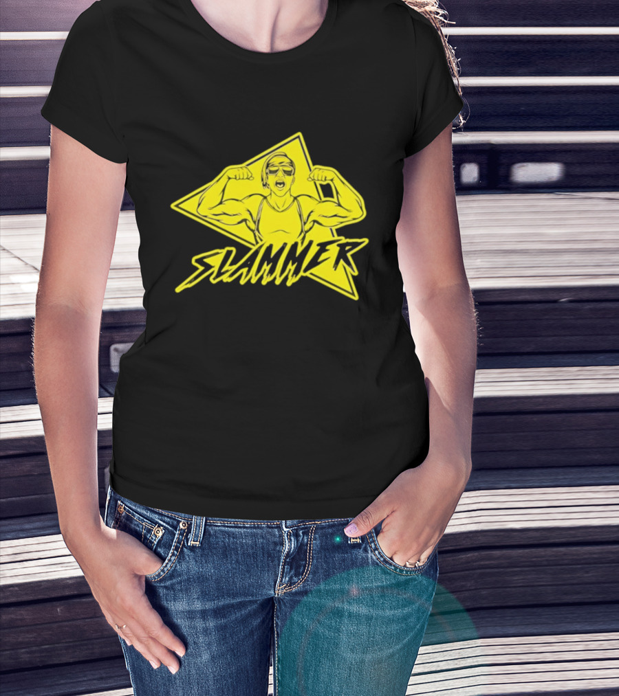 Slammer Muscle Man Headband Sunglasses Flexing Pose T-Shirt