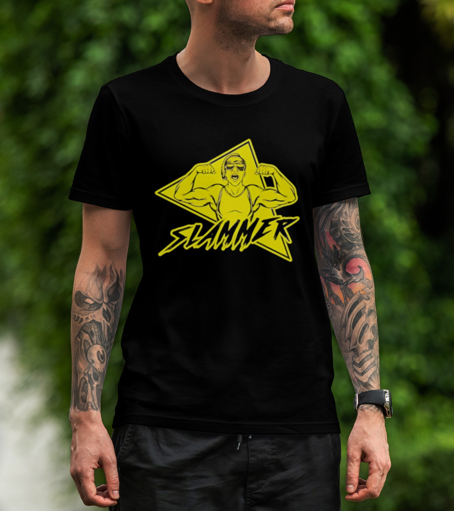 Slammer Muscle Man Headband Sunglasses Flexing Pose T-Shirt