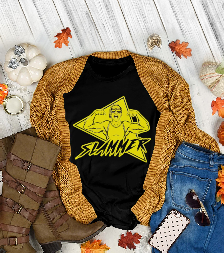 Slammer Muscle Man Headband Sunglasses Flexing Pose T-Shirt
