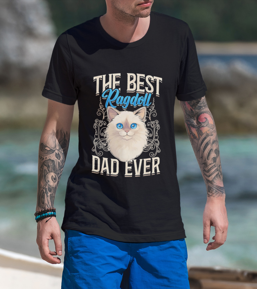 The Best Ragdoll Dad Ever Blue Eyed Cat T-Shirt