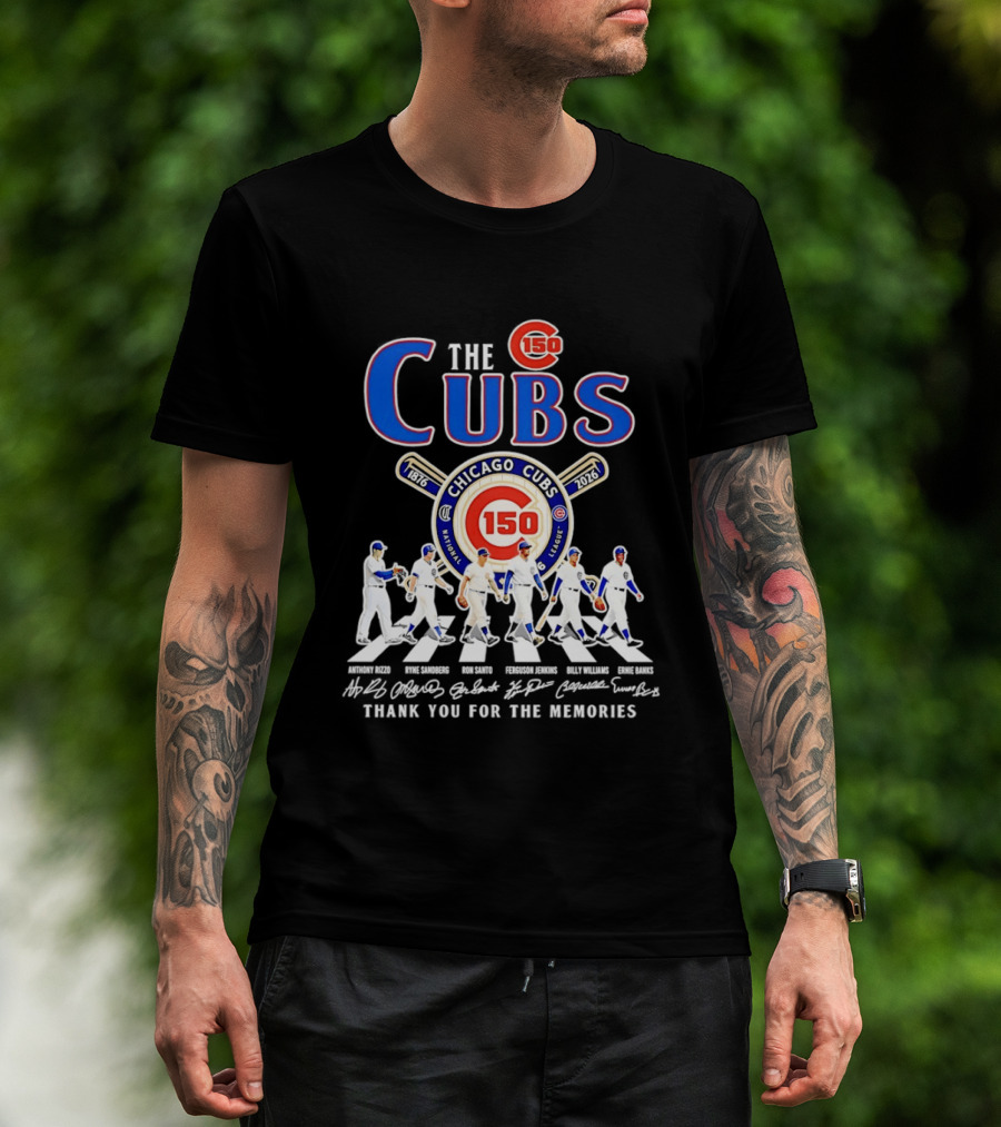 Chicago Cubs 150th Anniversary Thank You For The Memories Signatures T-Shirt