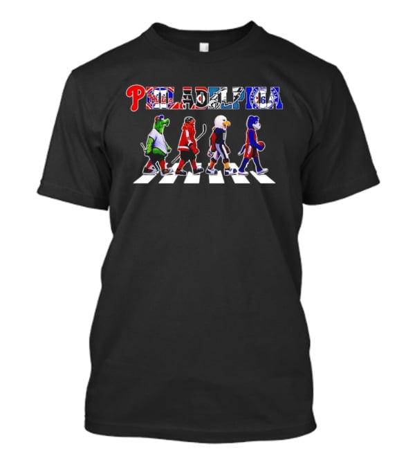 Philadelphia Phillies Sixers Flyers Eagles Mascots Abbey Road T-Shirt