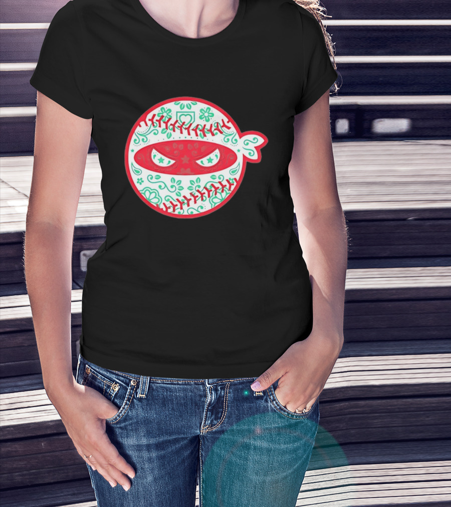 Pitching Ninja Mexico Baseball Dia De Los Muertos T-Shirt