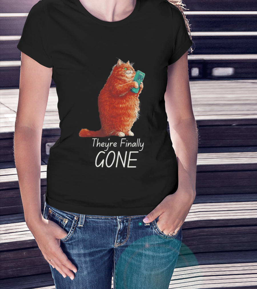 Cat They're Finally Gone Retro Video Game Console T-Shirt
