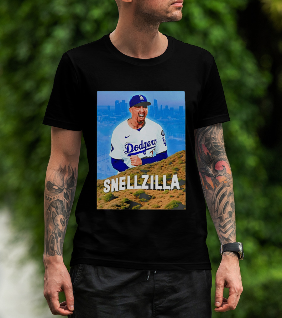 Blake Snell La Dodgers Snellzilla Los Angeles Skyline T-Shirt