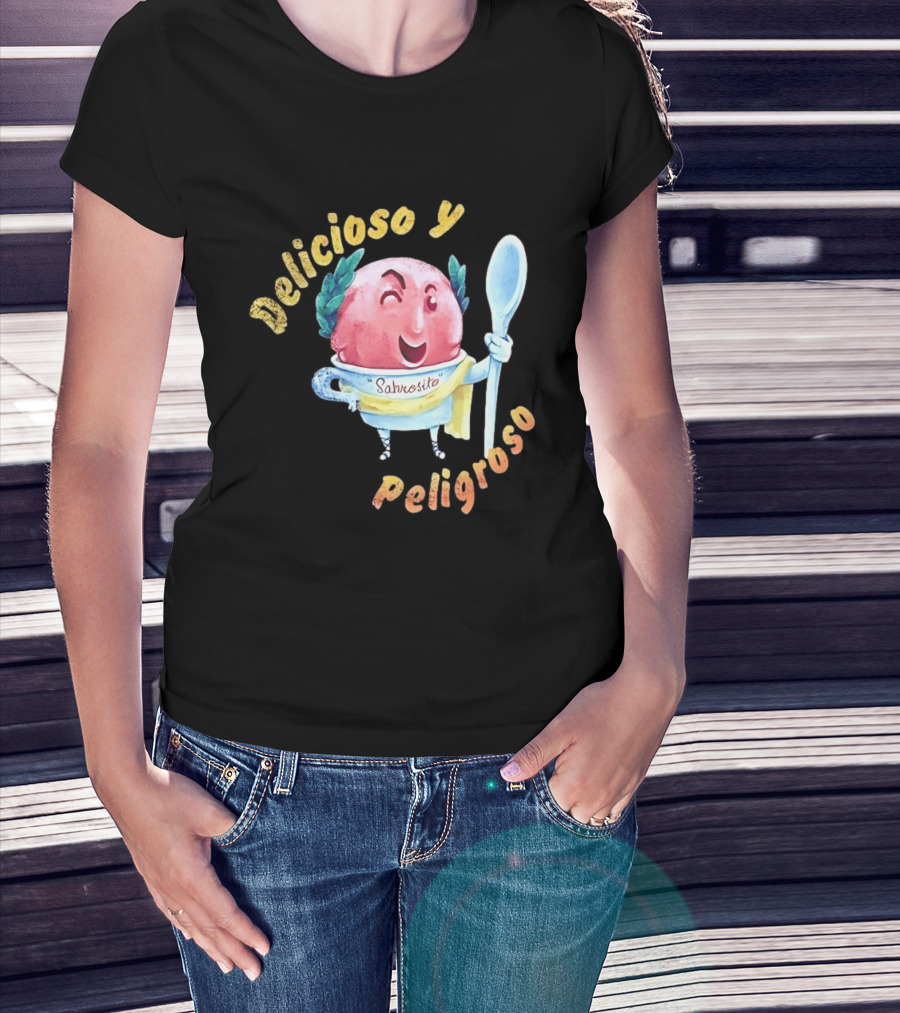 Delicioso Y Sabrosito Peligroso Helado Sonriente Dibujos Animados Cucharón T-Shirt