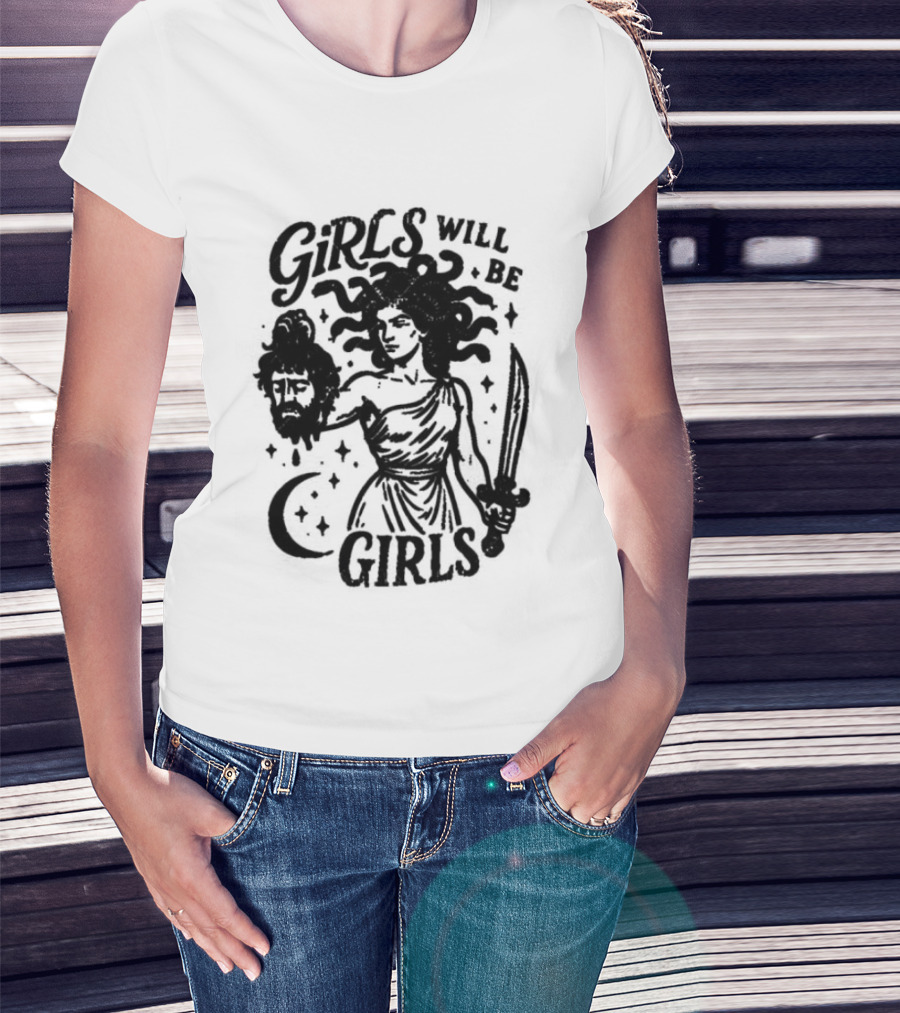 Girls Will Be Girls Medusa Holding Severed Head T-Shirt