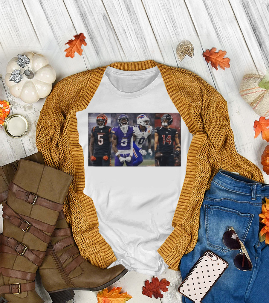 Bengals Vikings Bills Falcons Buckeyes Football Players NFL Collage T-Shirt