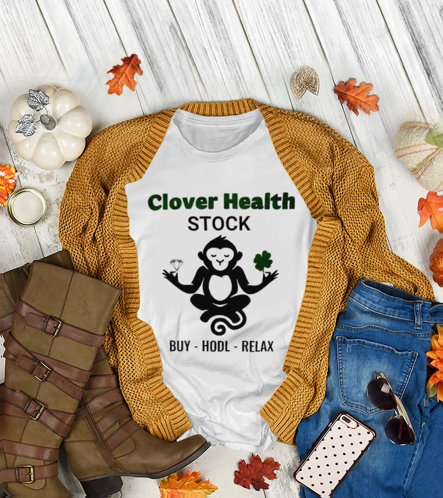 Clover Health Stock Monkey Diamond Clover Buy Hodl Relax T-Shirt