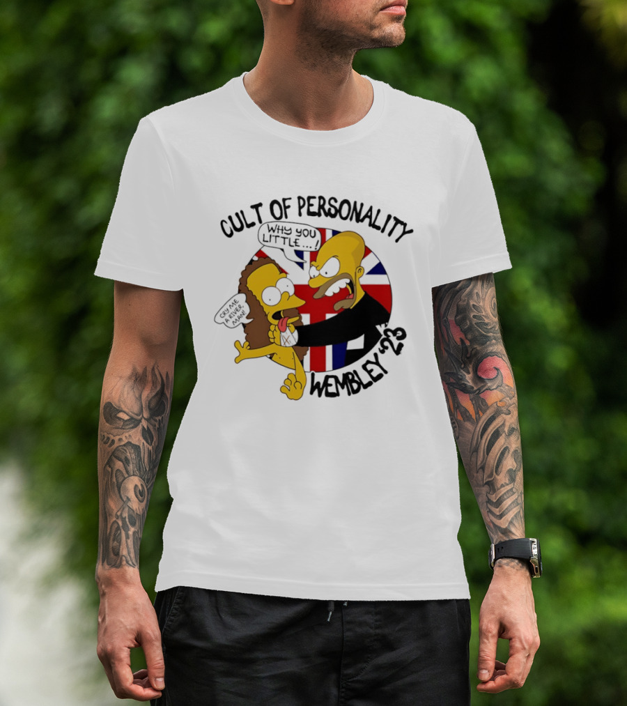 Cult Of Personality Wembley 2023 Cartoon "Why You Little" UK Flag T-Shirt