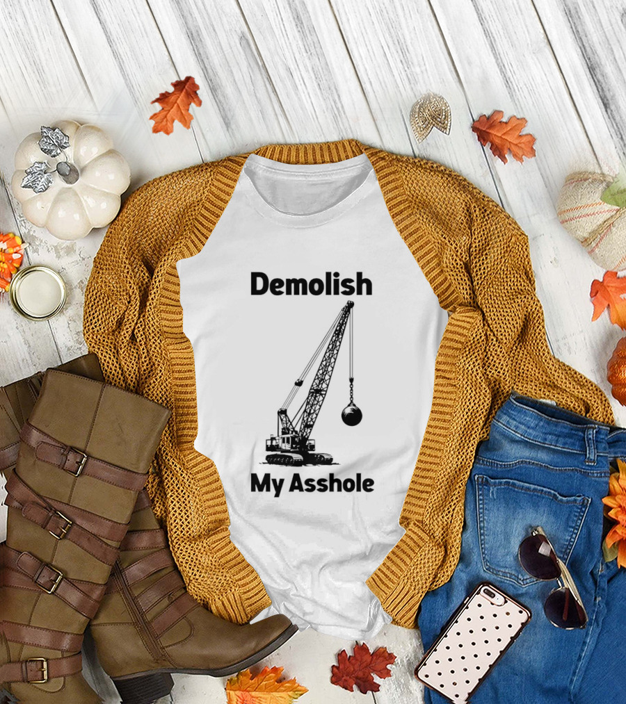 Demolish My Asshole Wrecking Ball Joke Humor T-Shirt