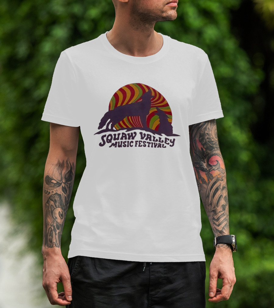 Squaw Valley Music Festival Psychedelic Wolf And Sunburst T-Shirt