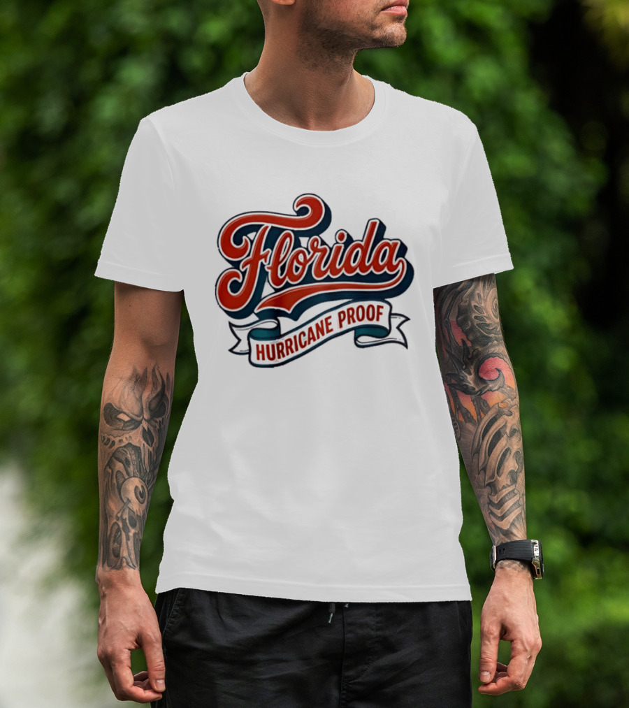 Florida Hurricane Proof Script Ribbon T-Shirt