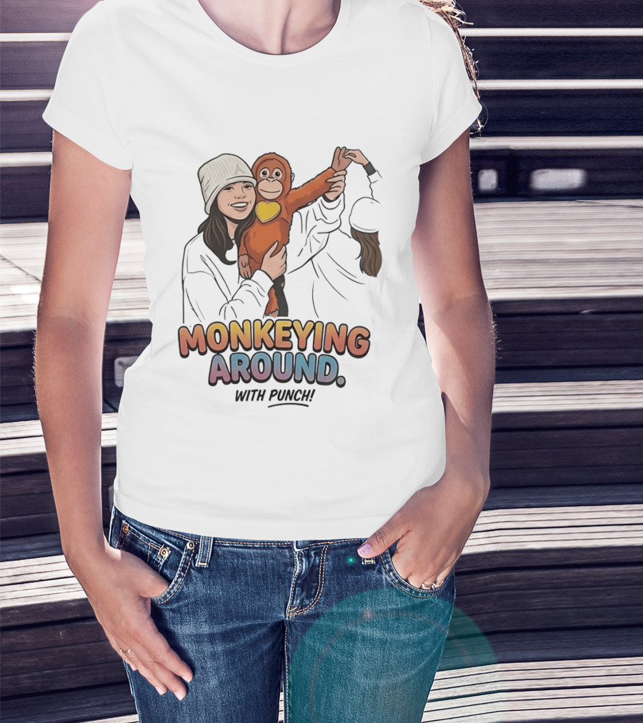 Monkeying Around With Punch Playful Fun T-Shirt