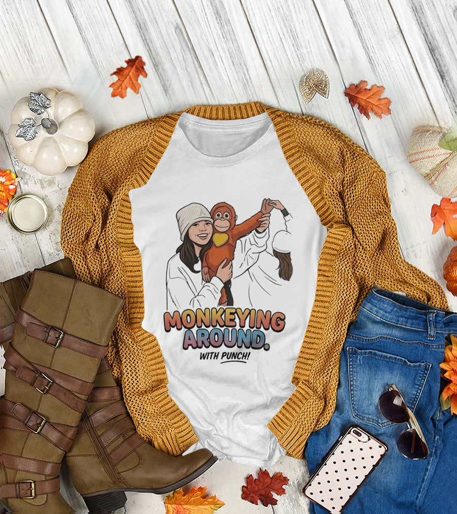 Monkeying Around With Punch Playful Fun T-Shirt
