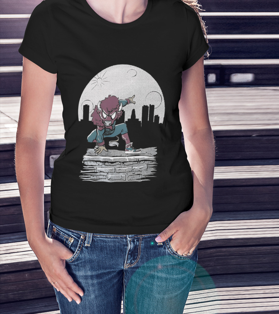 Bison Be A Hero Buffalo Bills Cityscape Dynamic Pose T-Shirt