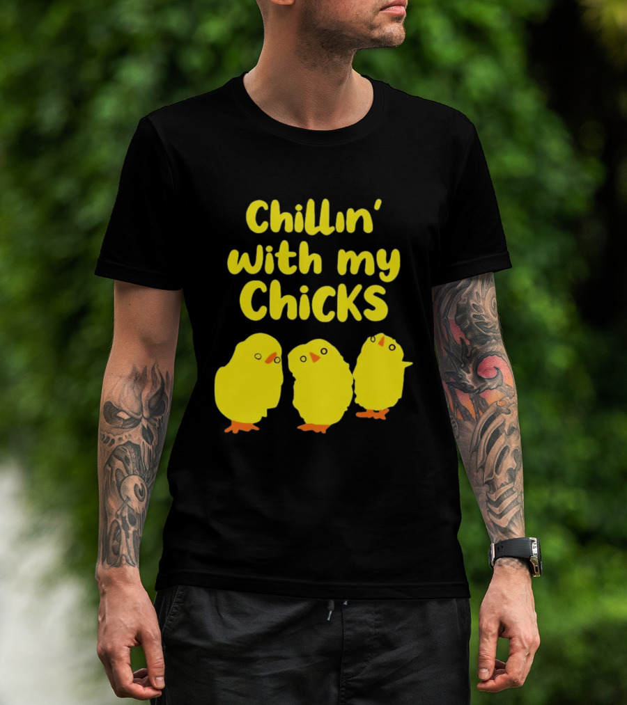 Chillin' With My Chicks Cute Yellow Cartoon Birds T-Shirt
