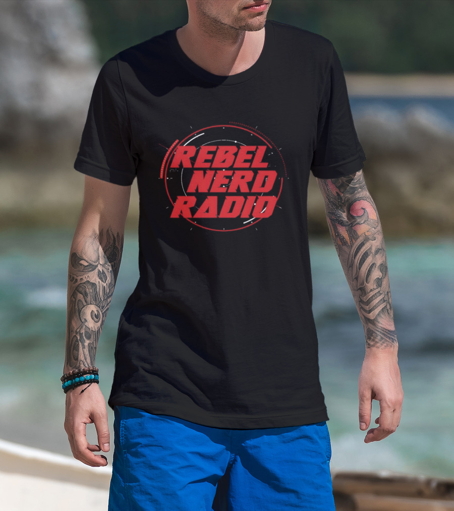 Rebel Nerd Radio Red Grunge Circular Stamp T-Shirt