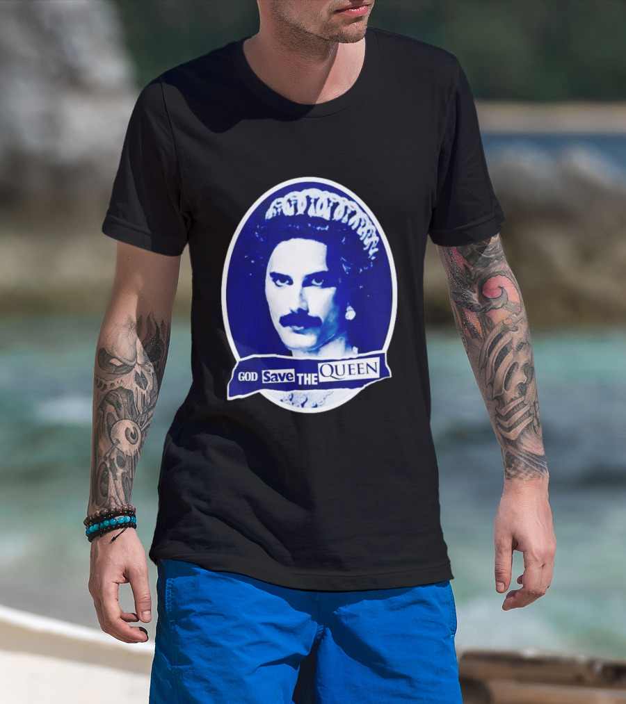 God Save The Queen Freddy Mercury Regal Punk Icon Sticker T-Shirt