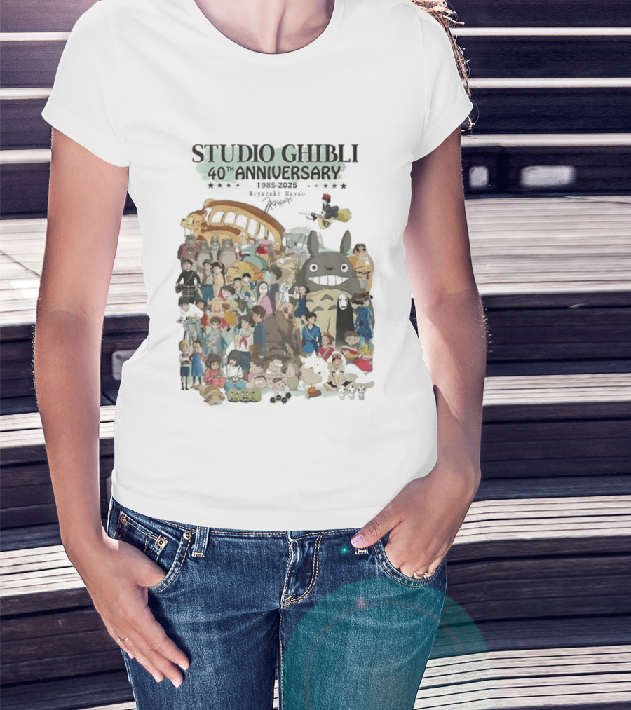 Studio Ghibli 40th Anniversary 1985 2025 Miyazaki Hayao Totoro Spirited Away Characters T-Shirt
