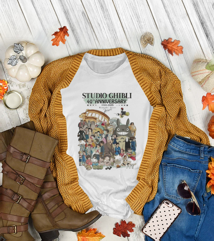 Studio Ghibli 40th Anniversary 1985 2025 Miyazaki Hayao Totoro Spirited Away Characters T-Shirt