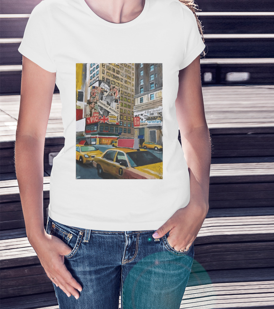 New York City Times Square Taxi Doubles Business British Flag T-Shirt