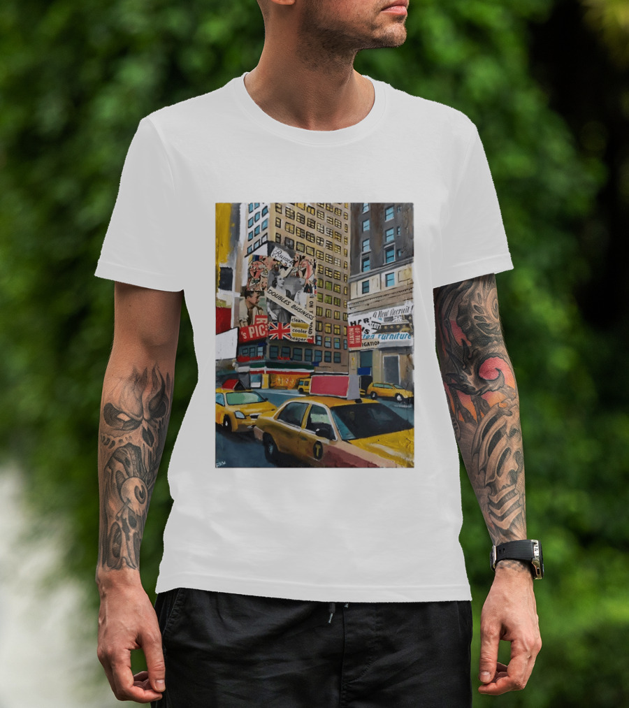New York City Times Square Taxi Doubles Business British Flag T-Shirt