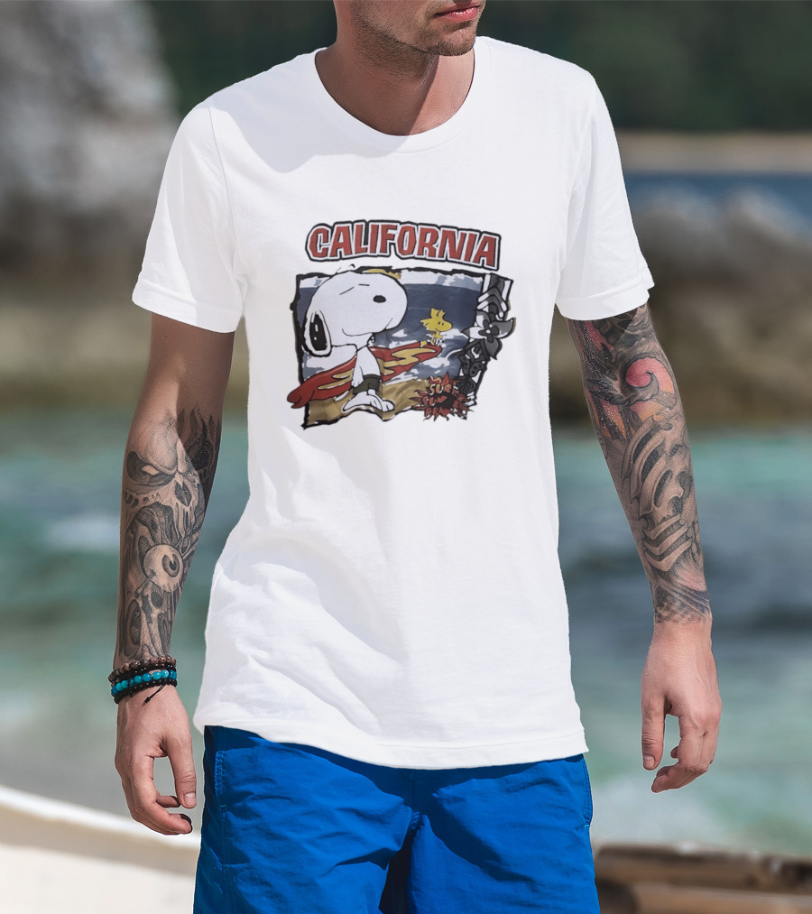 California Snoopy Woodstock Surf Sun Fun T-Shirt