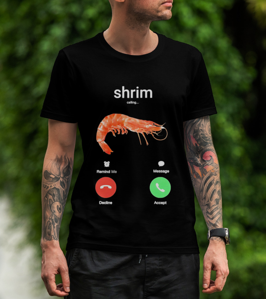 Shrim Phone Call User Interface Prank Joke Prawn Shrimp Emoji T-Shirt