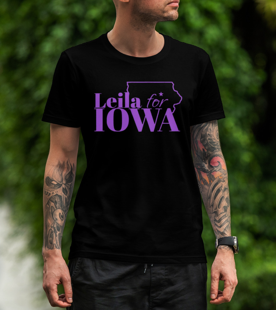 Leila For Iowa With Iowa State Outline And Star T-Shirt