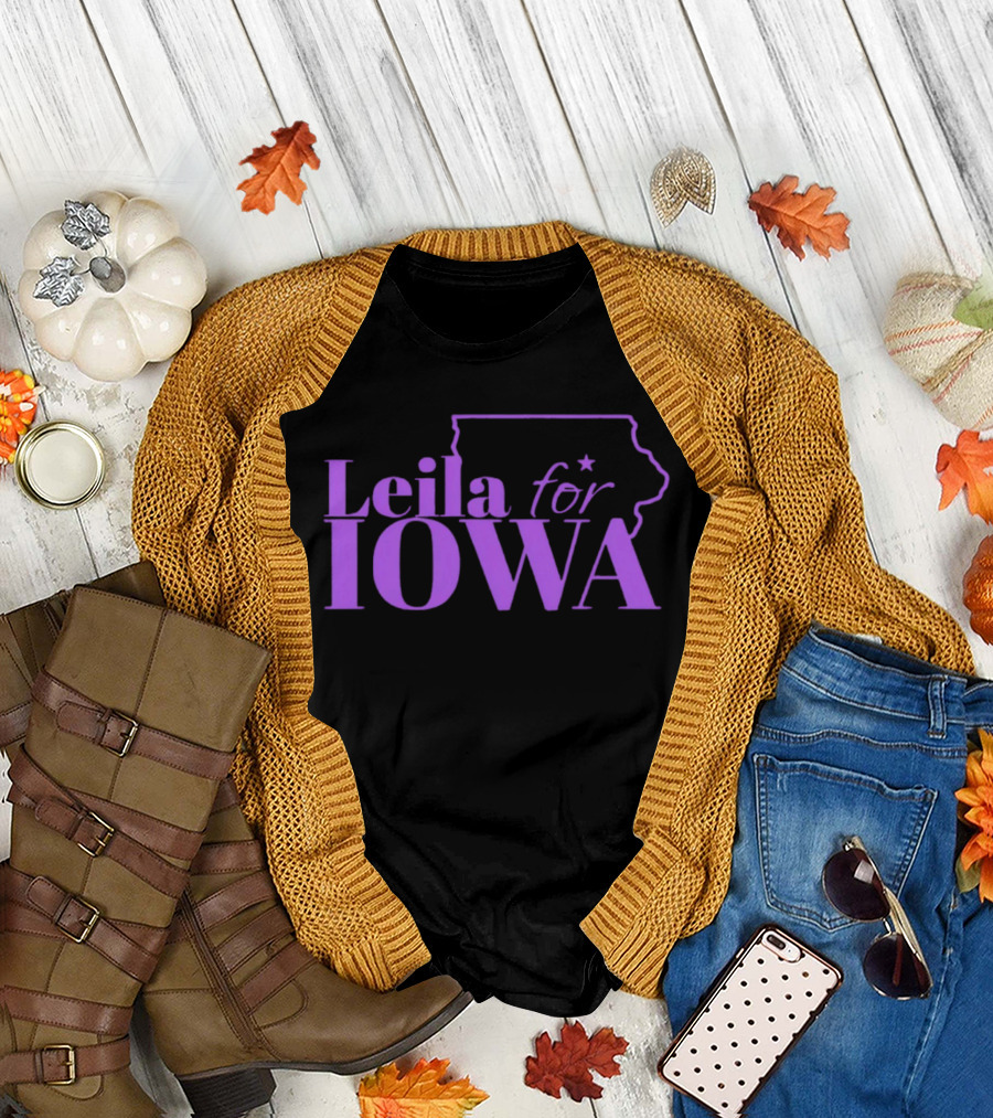 Leila for Iowa with Iowa State Outline and Star T-Shirt