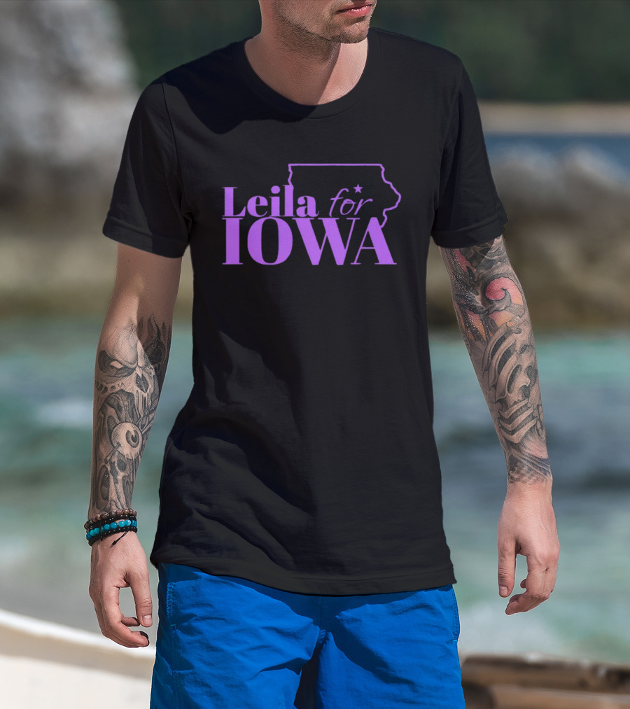 Leila For Iowa With Iowa State Outline And Star T-Shirt