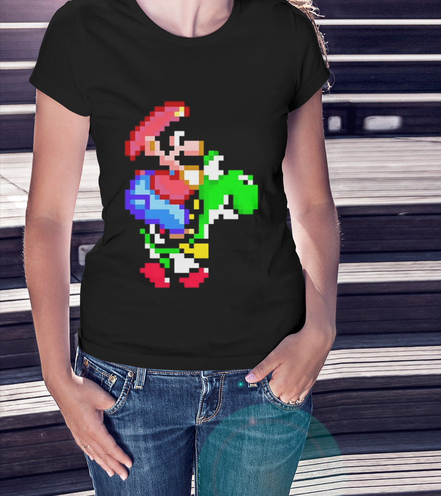 Mario And Yoshi Super Mario World Pixel T-Shirt