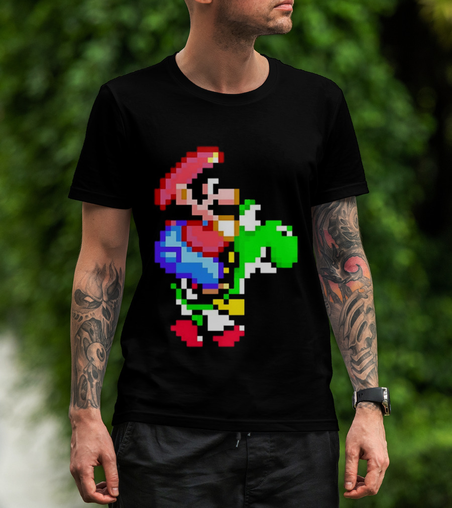 Mario And Yoshi Super Mario World Pixel T-Shirt