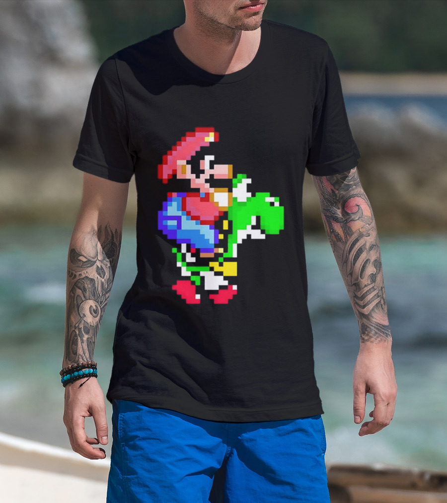 Mario And Yoshi Super Mario World Pixel T-Shirt