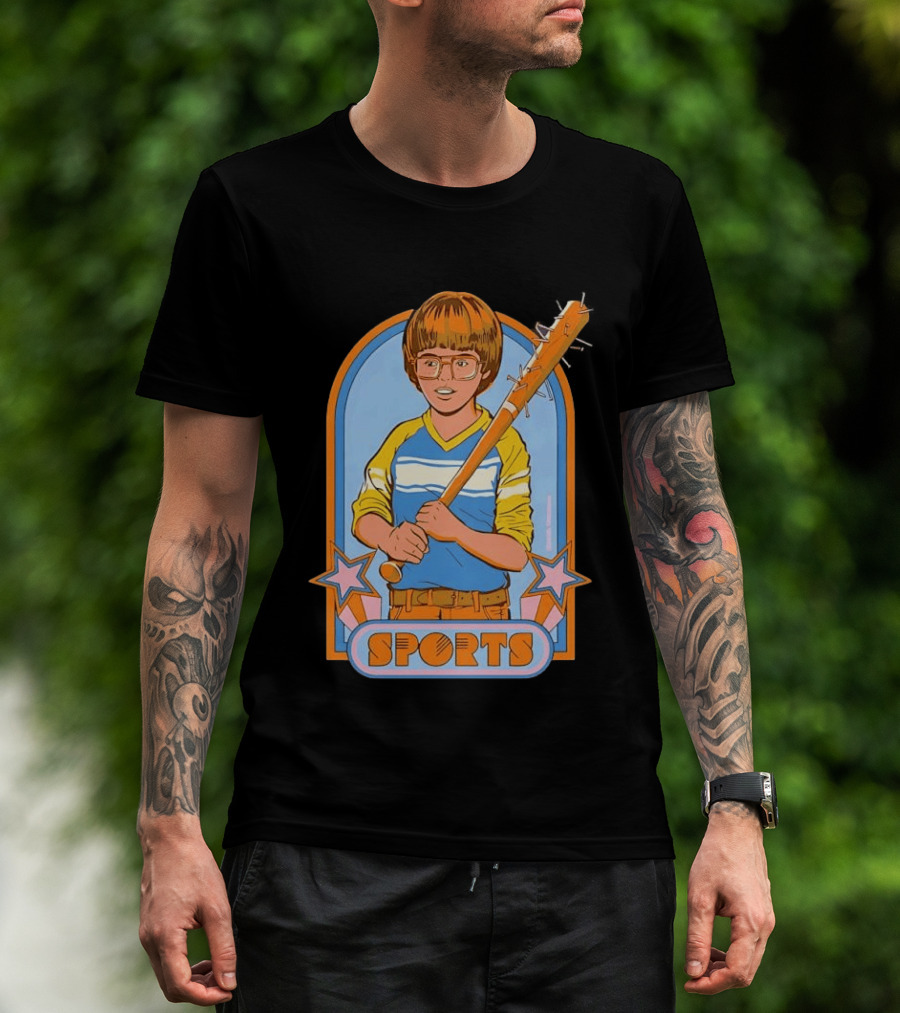 Steven Rhodes Retro Sports Baseball Bat Boy With Glasses T-Shirt