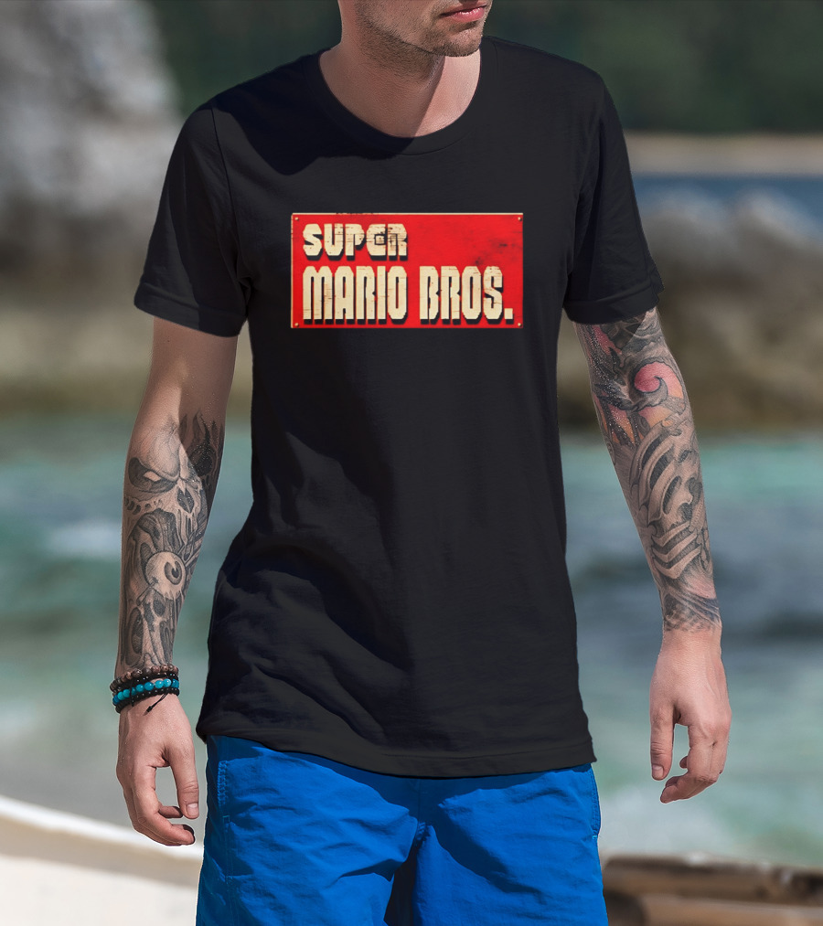 Super Mario Bros Iconic Title Sign T-Shirt