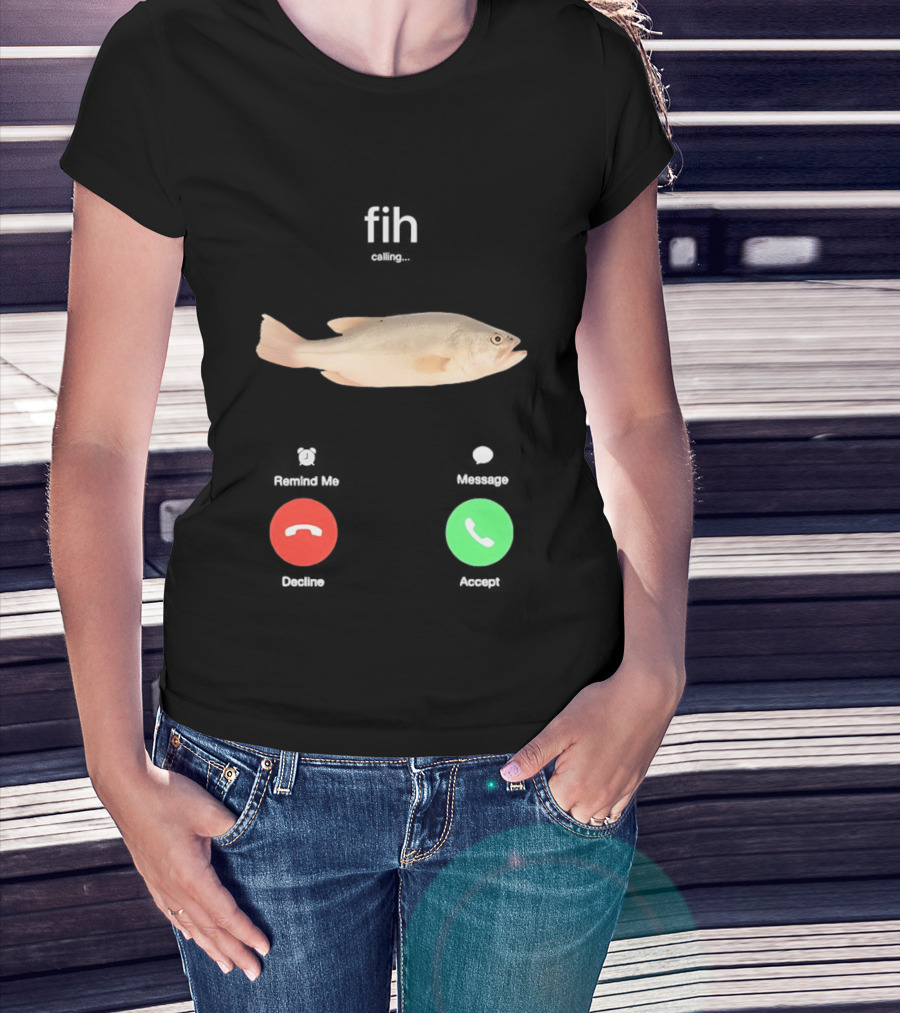 Fish Phone Call Funny User Interface Comedy T-Shirt