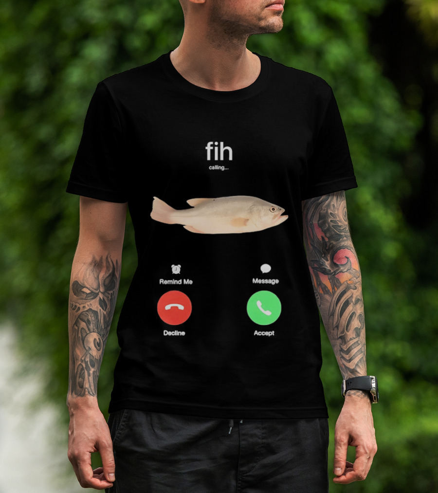 Fish Phone Call Funny User Interface Comedy T-Shirt