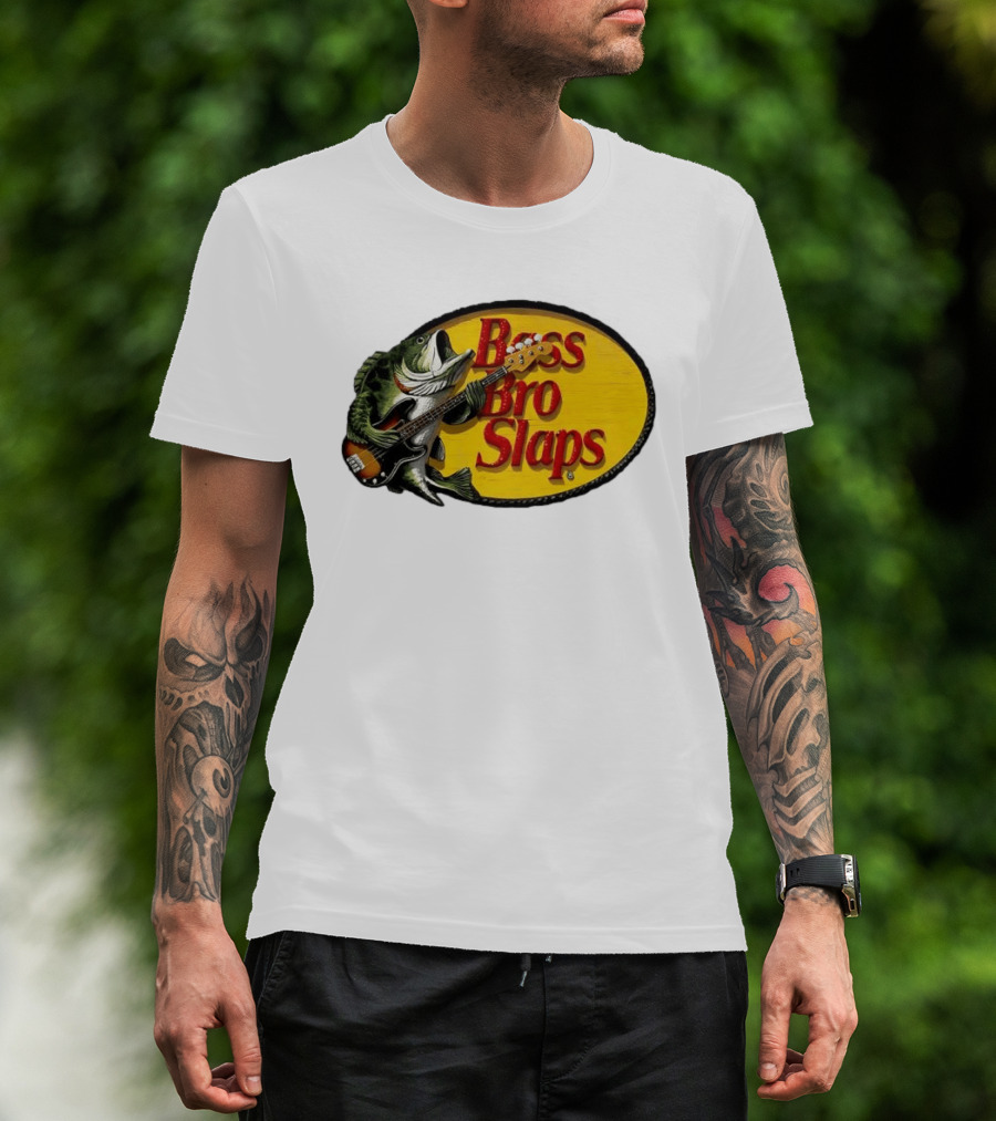 Bass Bro Slaps Fish Playing Electric Guitar T-Shirt