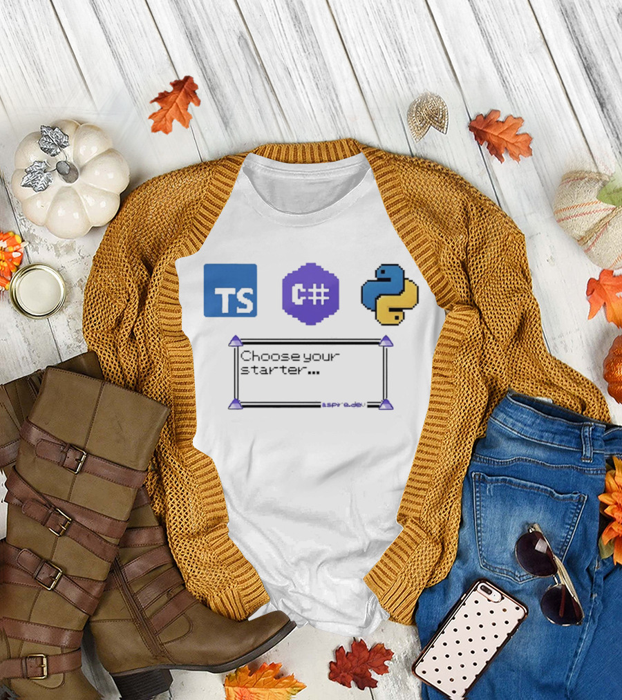 Choose Your Starter TS C# Python Pixel T-Shirt