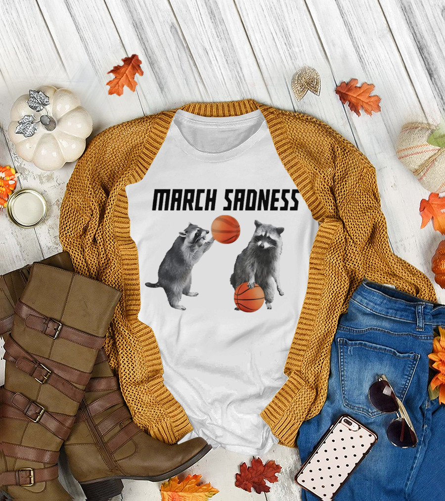 March Sadness Raccoon Basketball Players with Balls T-Shirt