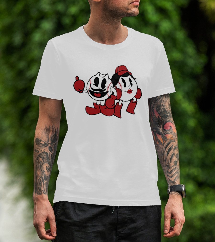 Cincinnati Reds Mr And Ms Baseball Cartoon T-Shirt
