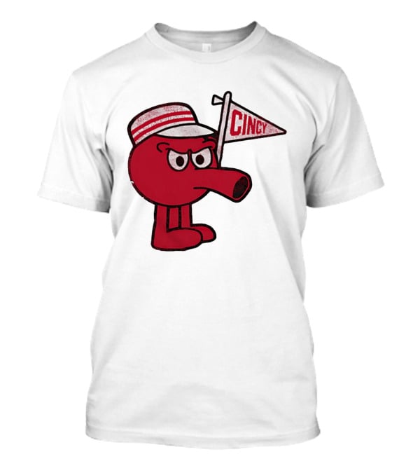 Redbert Cincinnati Reds Queen City Cincy Flag 8 Bit T-Shirt