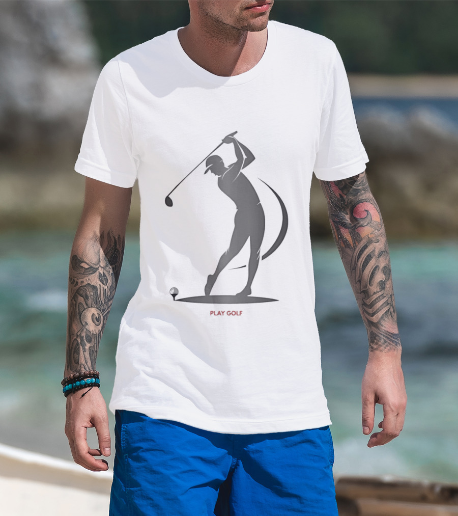 Play Golf Silhouette Of Man Swinging Club T-Shirt