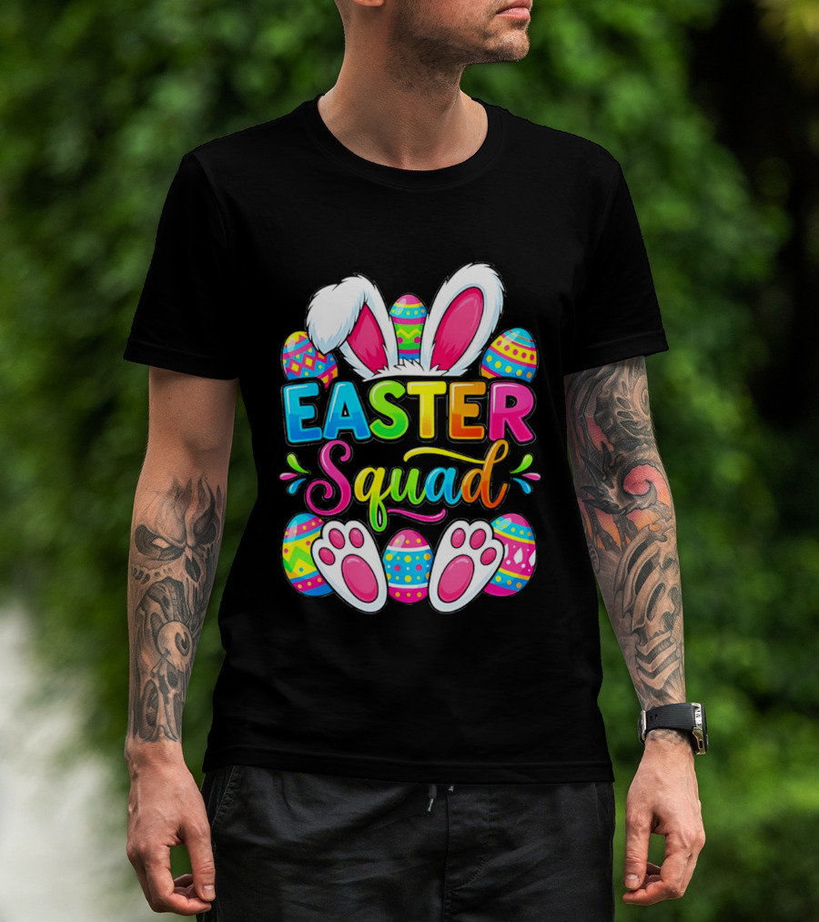 Easter Squad Bunny Ears Colorful Egg Hunt Matching Family 2026 T-Shirt