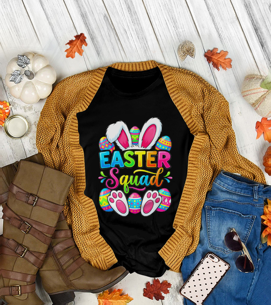 Easter Squad Bunny Ears Colorful Egg Hunt Matching Family 2026 T-Shirt