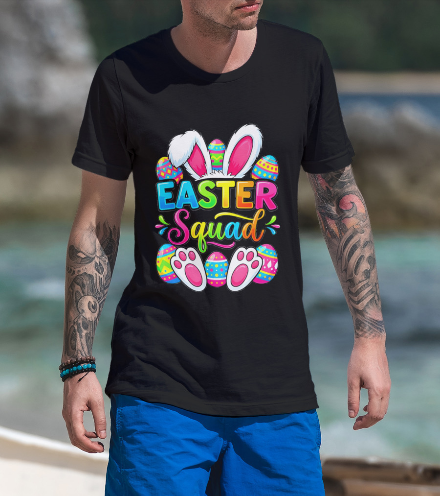 Easter Squad Bunny Ears Colorful Egg Hunt Matching Family 2026 T-Shirt