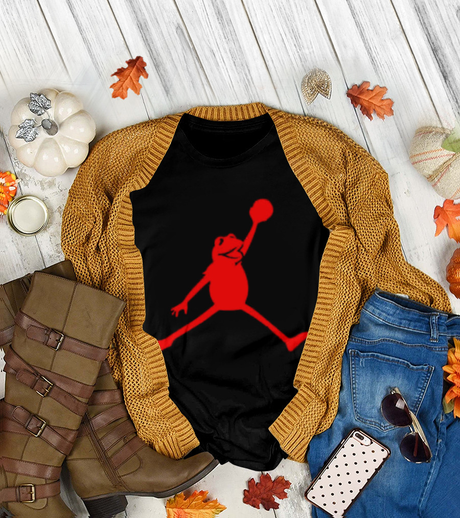Jordan Frogs Jump Dunkman Kermit Parody Red T-Shirt